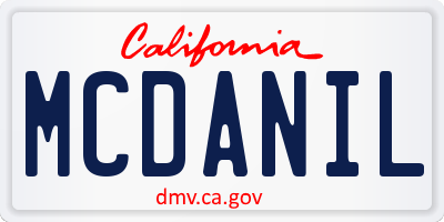 CA license plate MCDANIL