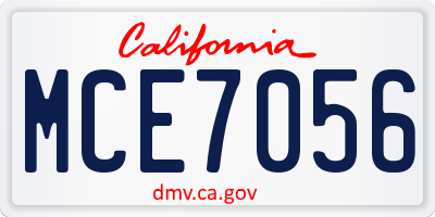 CA license plate MCE7056