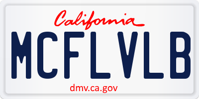 CA license plate MCFLVLB