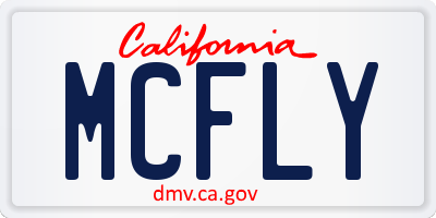 CA license plate MCFLY