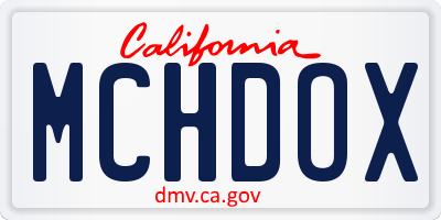 CA license plate MCHDOX