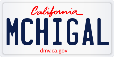 CA license plate MCHIGAL