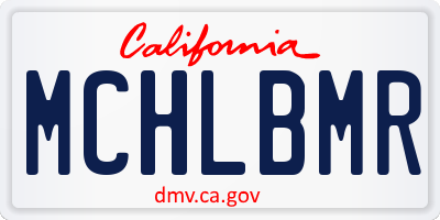 CA license plate MCHLBMR