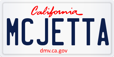 CA license plate MCJETTA