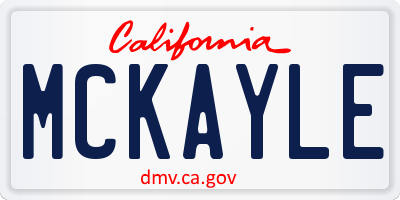 CA license plate MCKAYLE