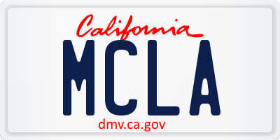 CA license plate MCLA