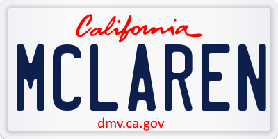 CA license plate MCLAREN