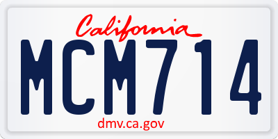 CA license plate MCM714