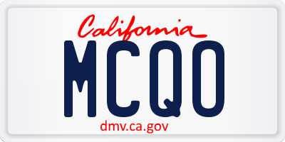 CA license plate MCQO