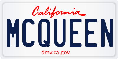 CA license plate MCQUEEN