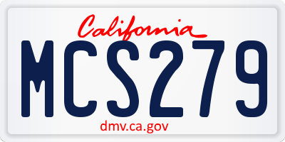 CA license plate MCS279