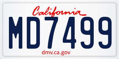 CA license plate MD7499