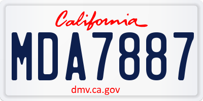 CA license plate MDA7887