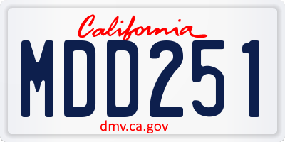 CA license plate MDD251