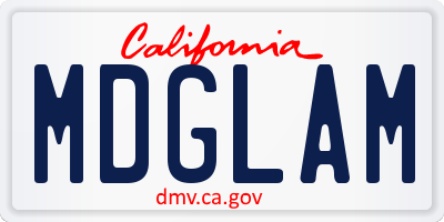 CA license plate MDGLAM