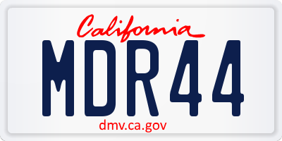 CA license plate MDR44