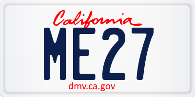 CA license plate ME27