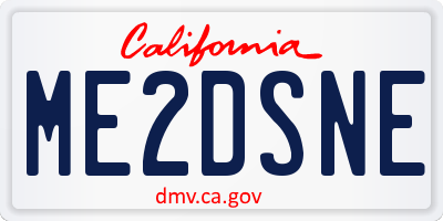 CA license plate ME2DSNE