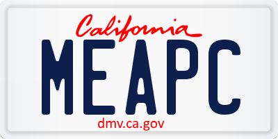 CA license plate MEAPC