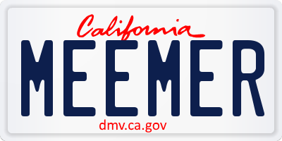 CA license plate MEEMER