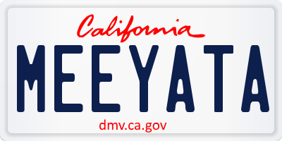 CA license plate MEEYATA