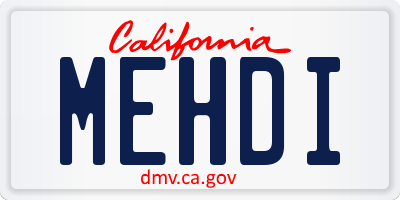 CA license plate MEHDI