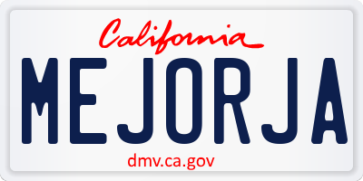 CA license plate MEJORJA