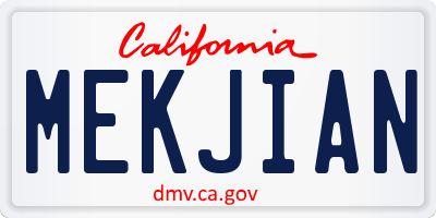 CA license plate MEKJIAN