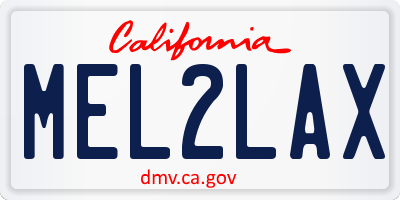 CA license plate MEL2LAX