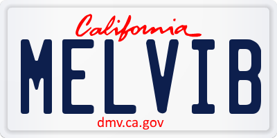 CA license plate MELVIB