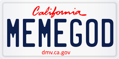 CA license plate MEMEGOD