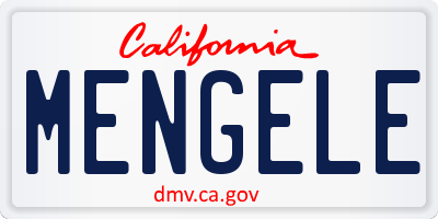 CA license plate MENGELE