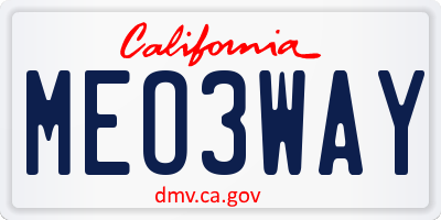 CA license plate MEO3WAY