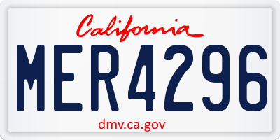 CA license plate MER4296