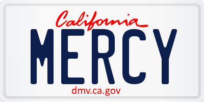 CA license plate MERCY