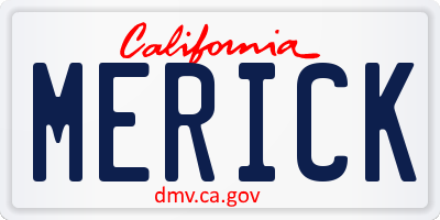 CA license plate MERICK