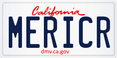 CA license plate MERICR