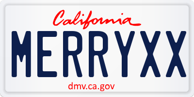 CA license plate MERRYXX