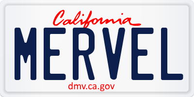 CA license plate MERVEL