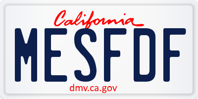 CA license plate MESFDF