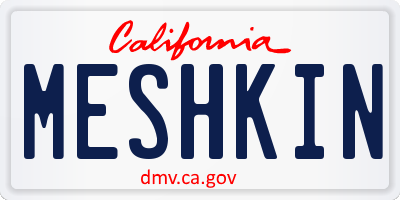 CA license plate MESHKIN