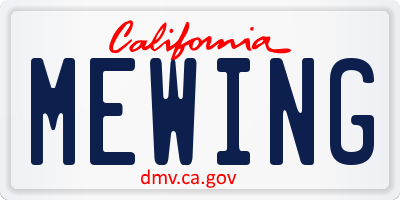 CA license plate MEWING