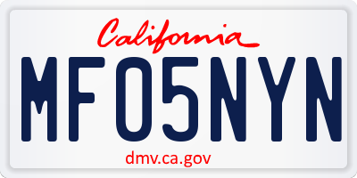 CA license plate MF05NYN