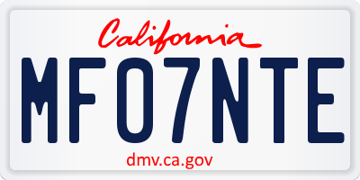 CA license plate MF07NTE