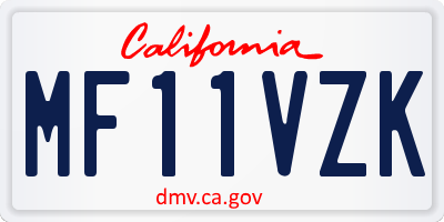 CA license plate MF11VZK