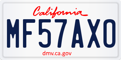 CA license plate MF57AXO