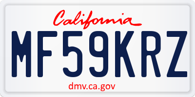 CA license plate MF59KRZ