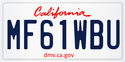 CA license plate MF61WBU