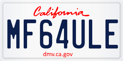 CA license plate MF64ULE