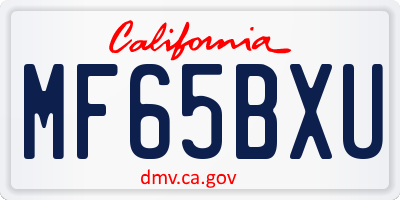 CA license plate MF65BXU